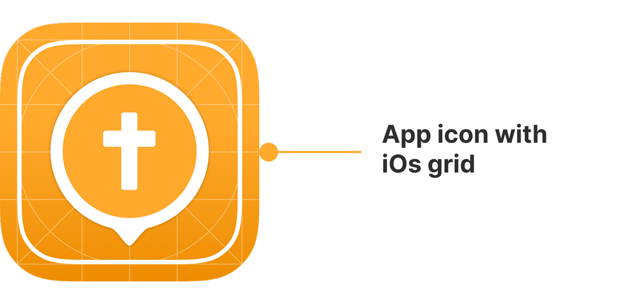 Church finder app icon with grid