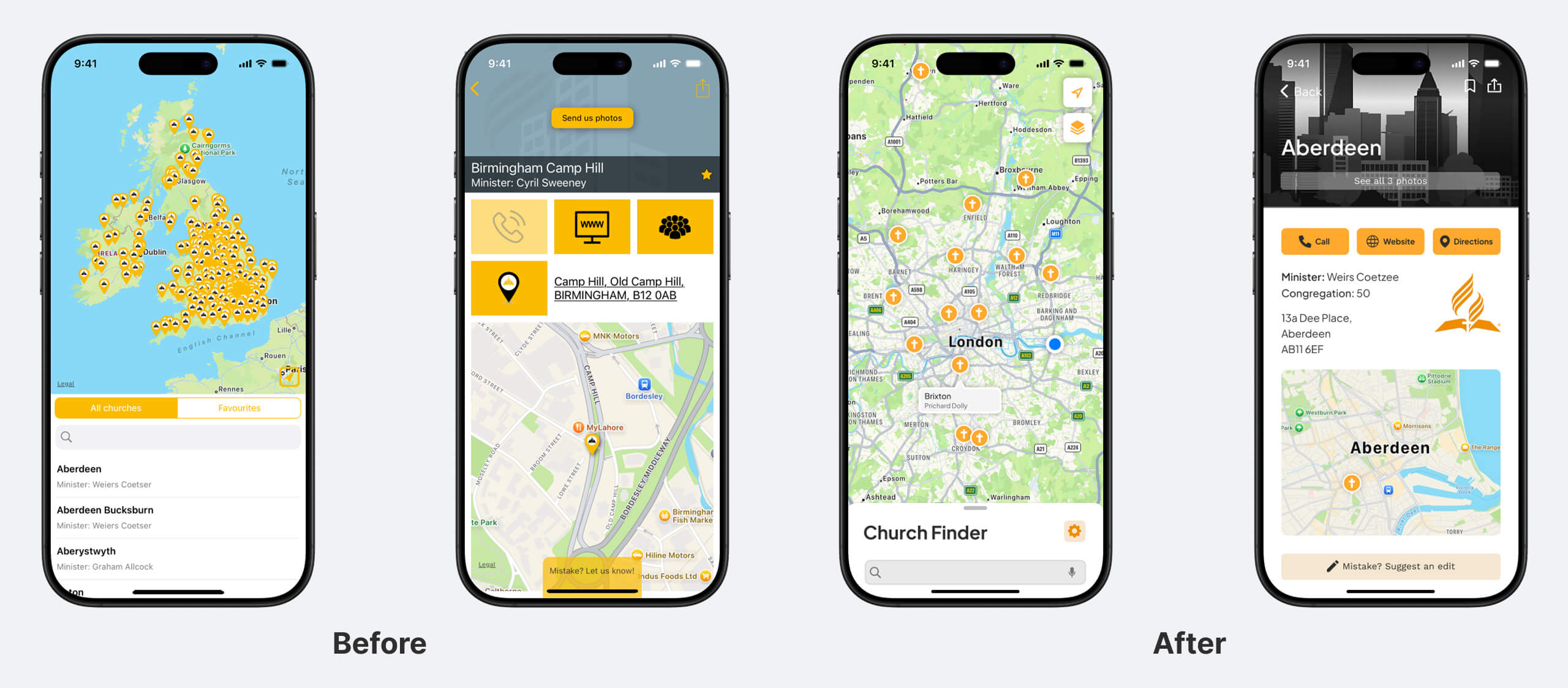 Before and after screens