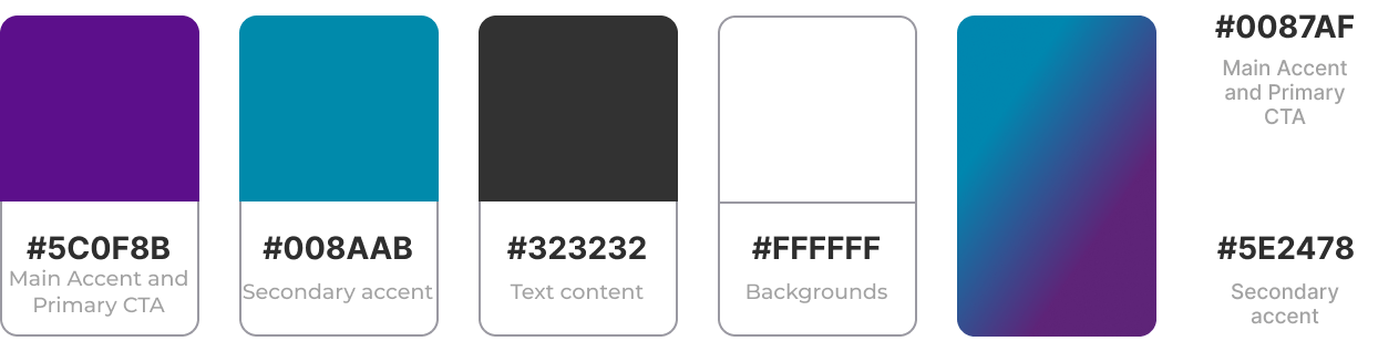 Colour palette visuals including brand gradient